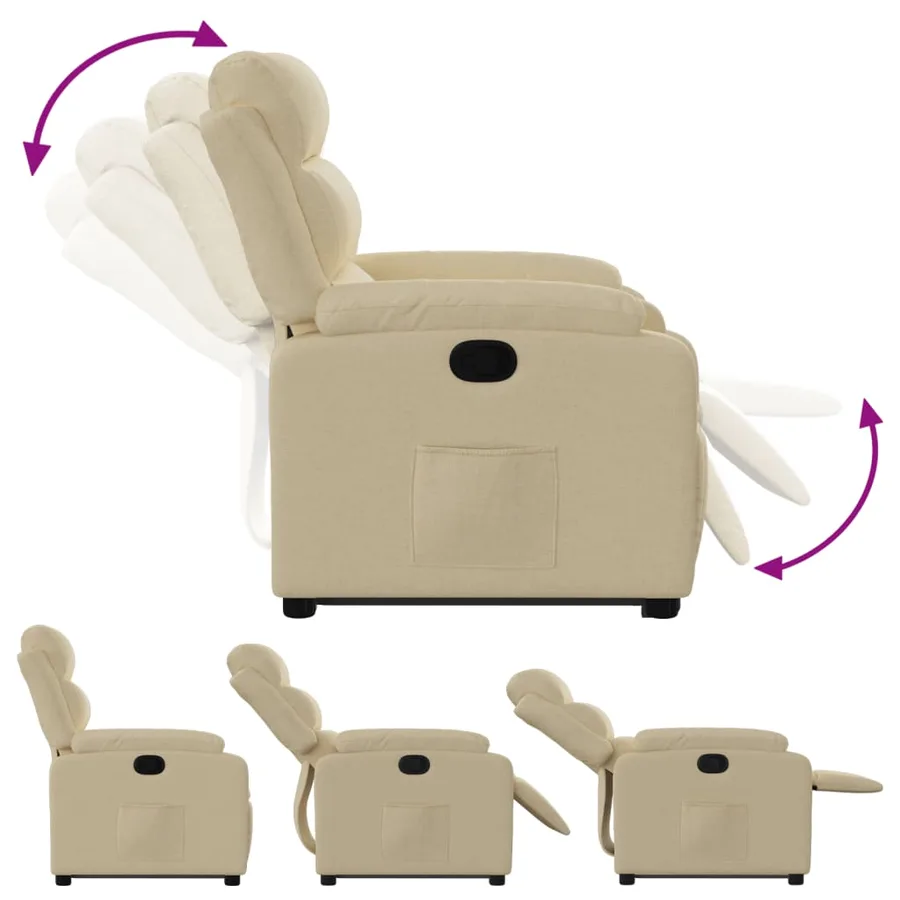 Fauteuil inclinable Crème Tissu - 7