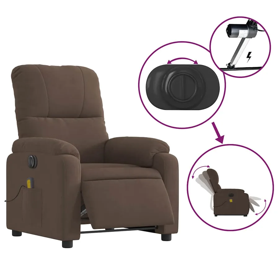 Fauteuil inclinable de massage électrique marron - 6