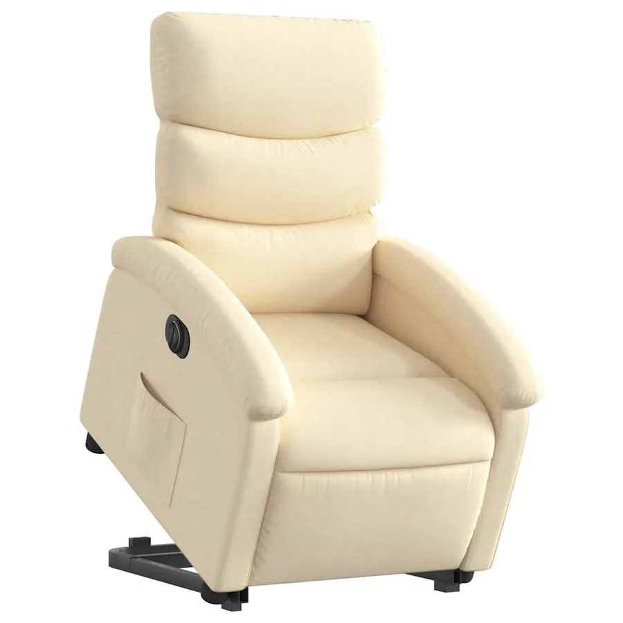 Fauteuil inclinable électrique crème tissu - 3