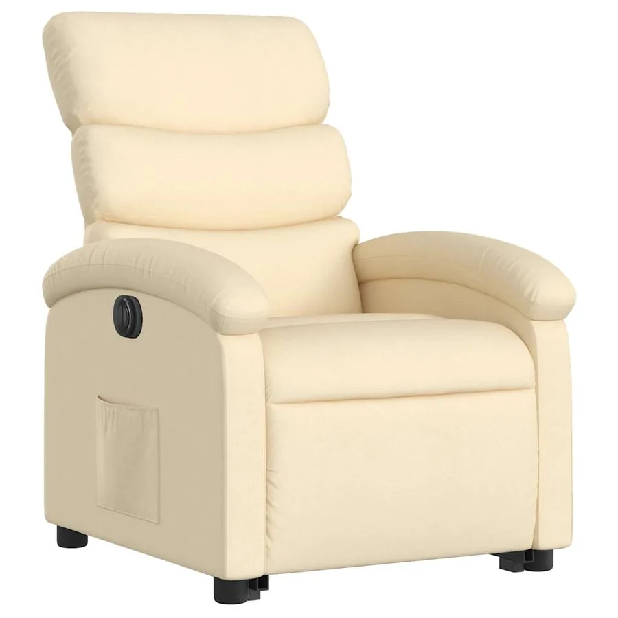 Fauteuil inclinable électrique crème tissu - 4