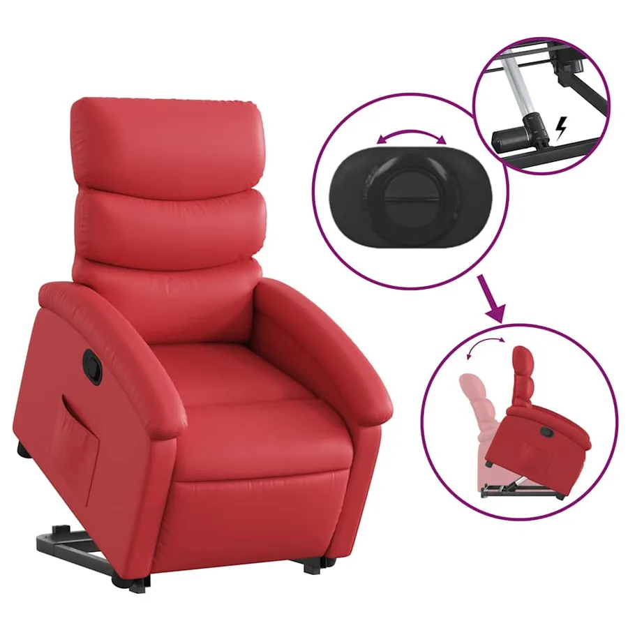 Fauteuil inclinable Rouge Similicuir - 6