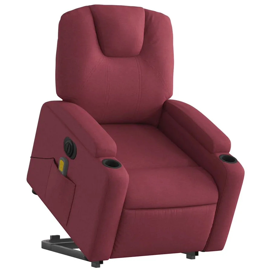 Fauteuil inclinable de massage électrique Rouge bordeaux Tissu - 3