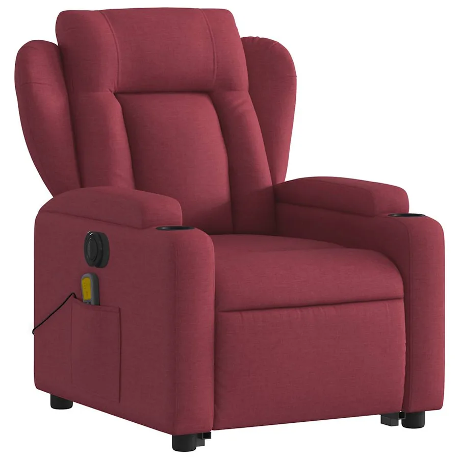 Fauteuil inclinable de massage électrique Rouge bordeaux Tissu - 4