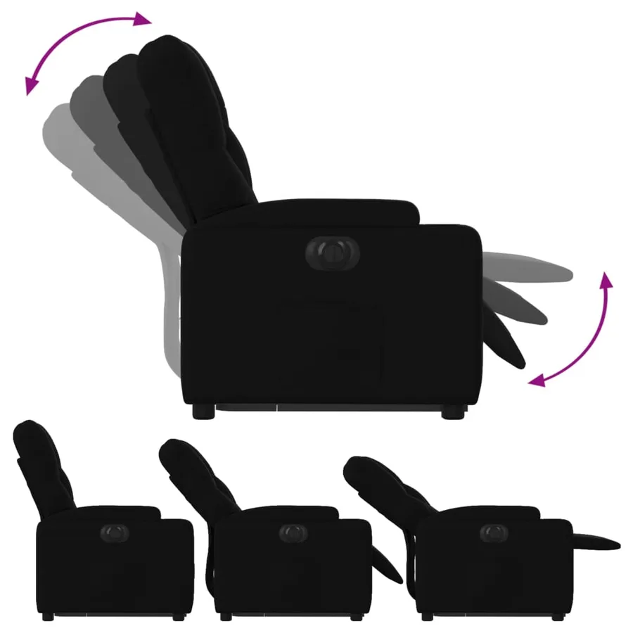 Fauteuil inclinable électrique noir tissu - 7