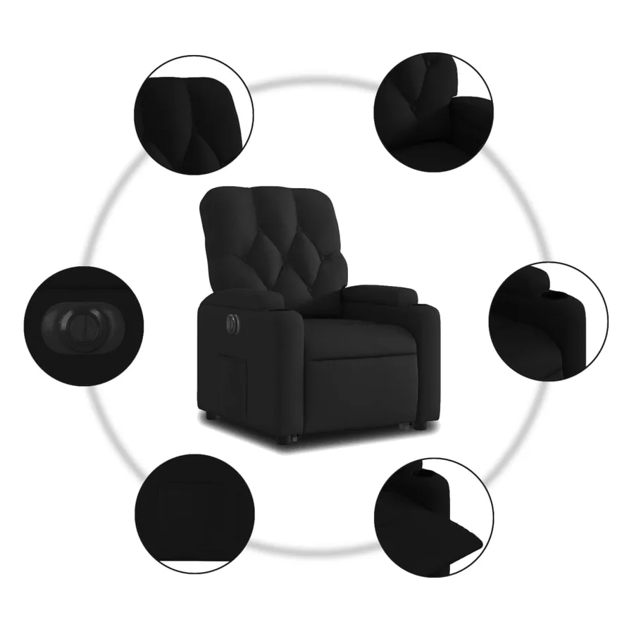 Fauteuil inclinable électrique noir tissu - 8