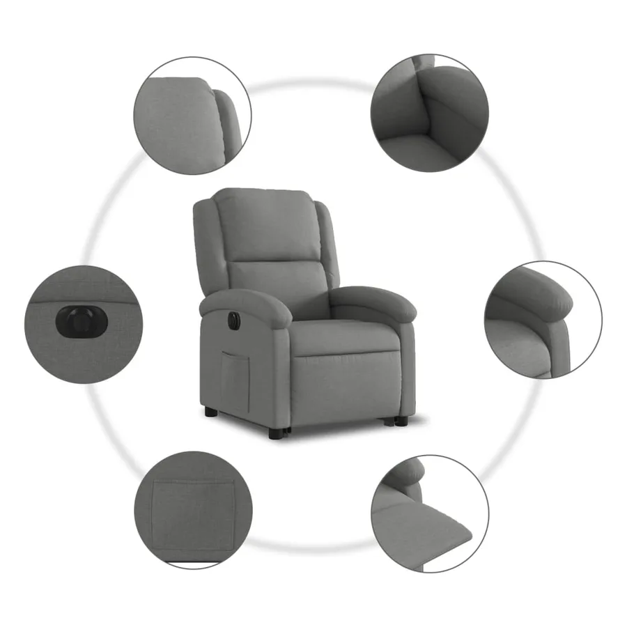 Fauteuil inclinable électrique gris foncé tissu - 8