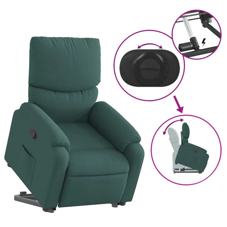 Fauteuil inclinable vert foncé tissu - 6