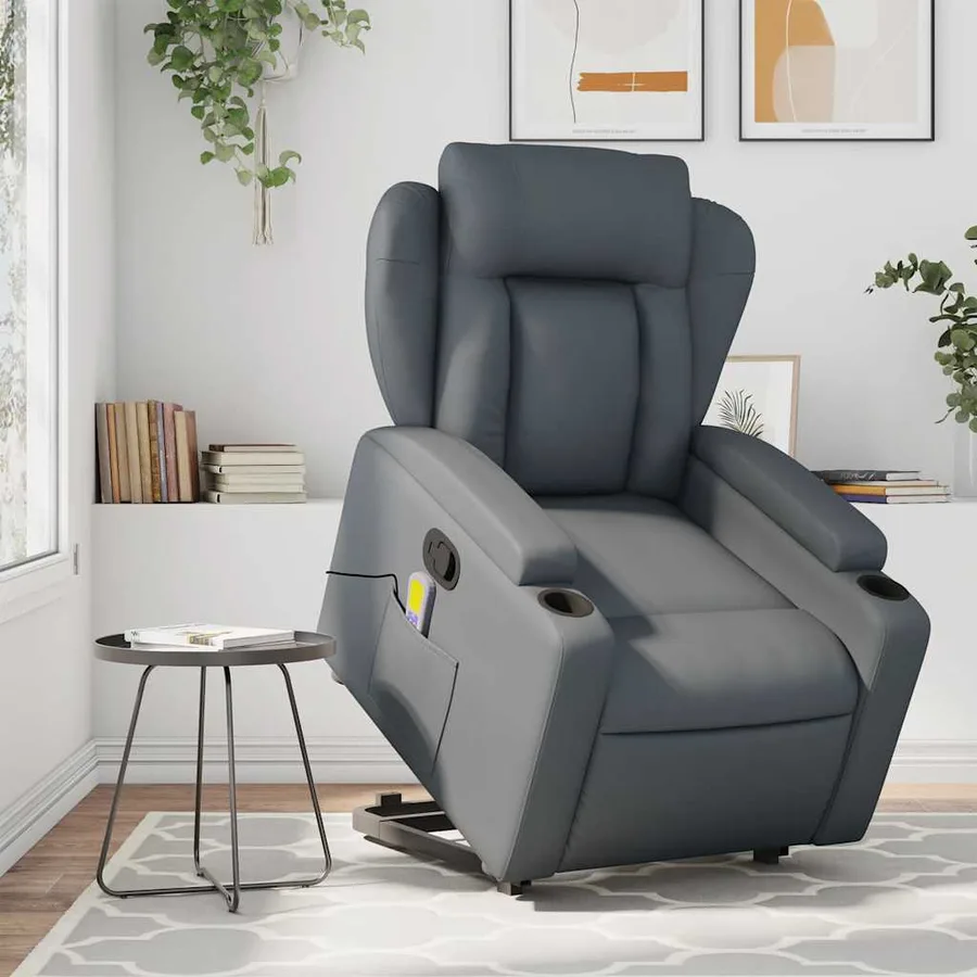 Fauteuil inclinable de massage Gris Similicuir - 15