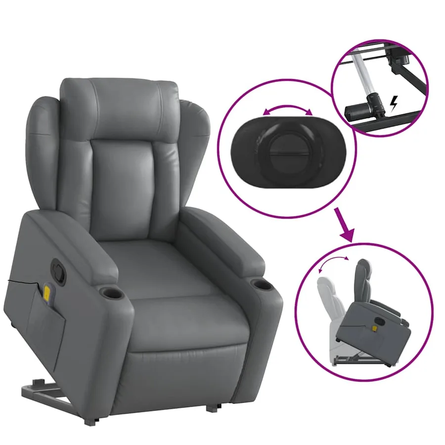 Fauteuil inclinable de massage Gris Similicuir - 6