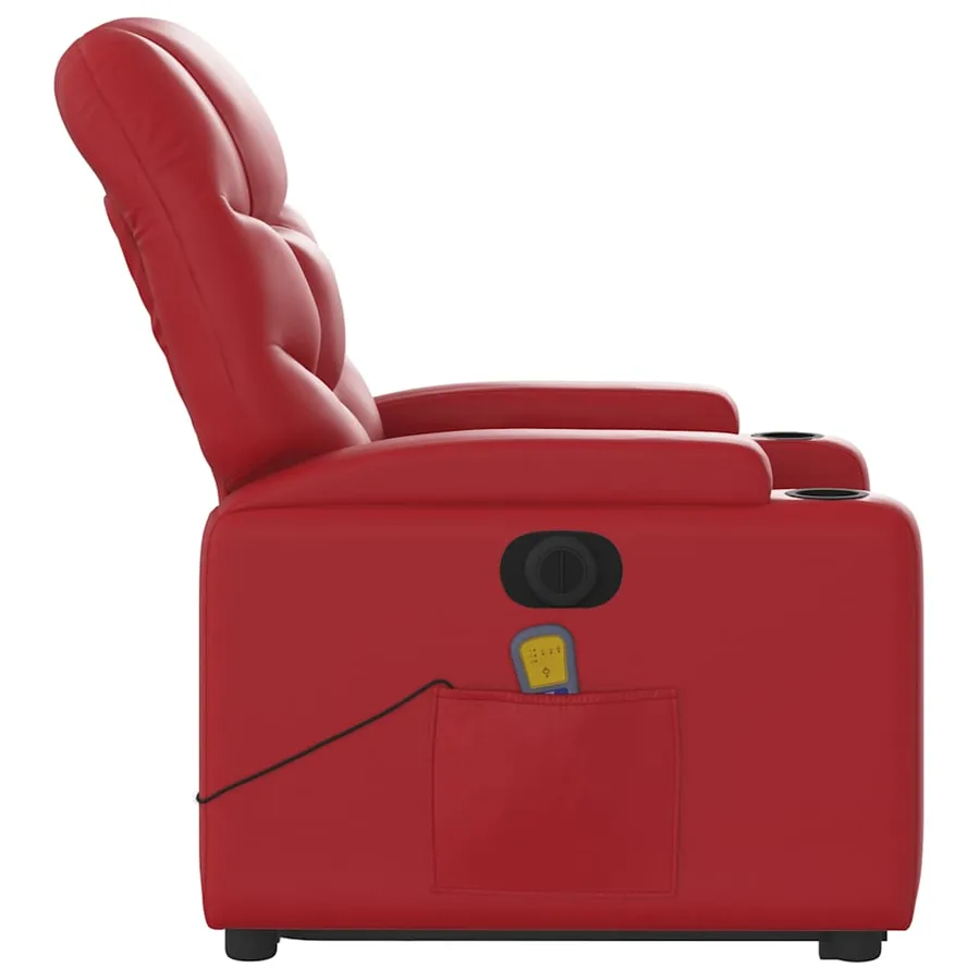 Fauteuil inclinable de massage électrique rouge similicuir - 10