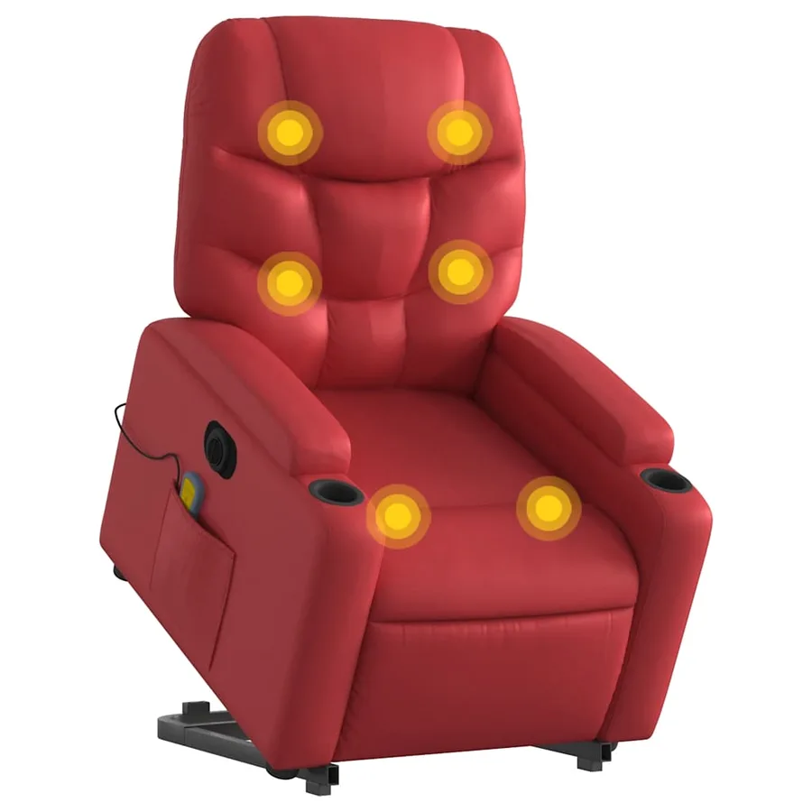 Fauteuil inclinable de massage électrique rouge similicuir - 3