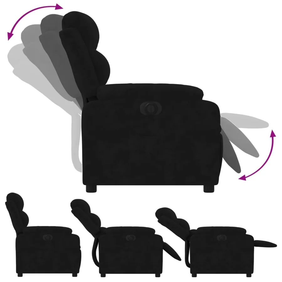 Fauteuil inclinable électrique noir velours - 6
