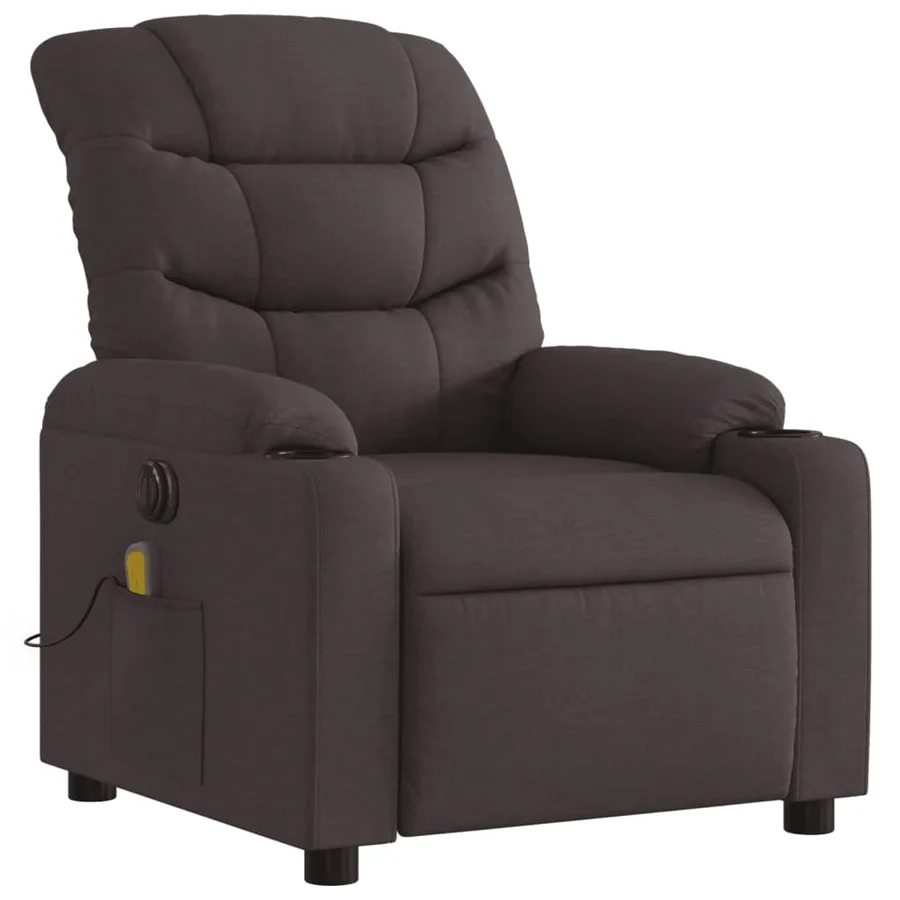 Fauteuil de massage inclinable électrique Marron foncé Tissu - 4