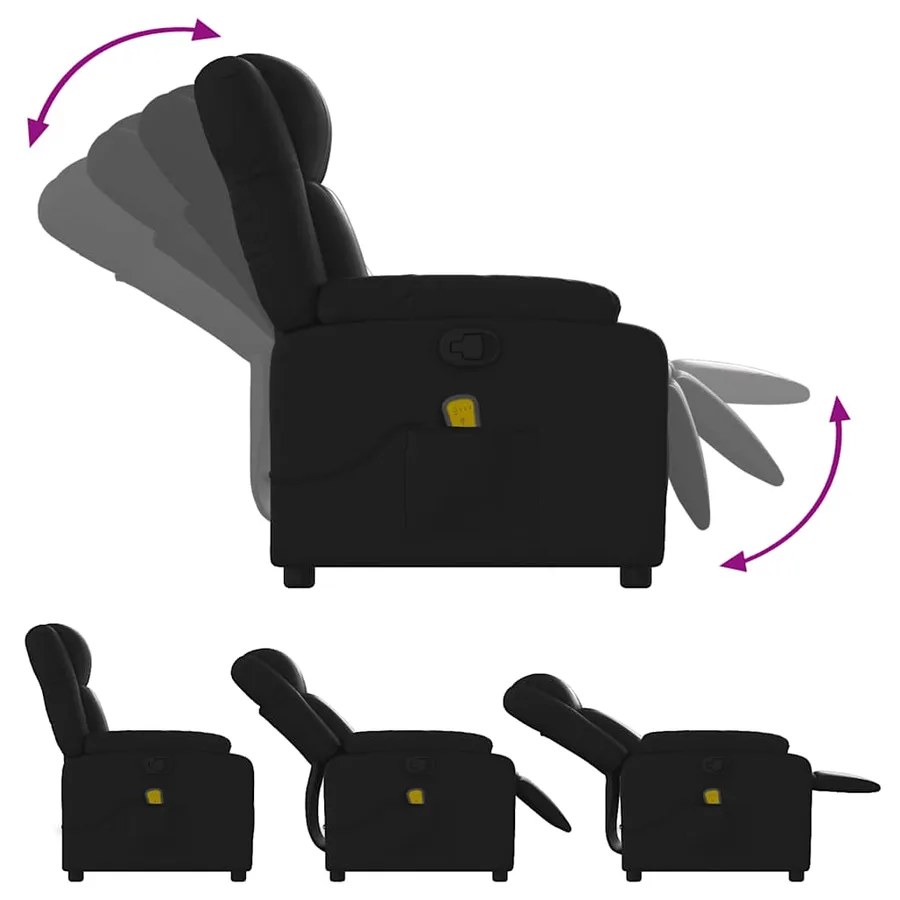 Fauteuil de massage inclinable noir similicuir - 5