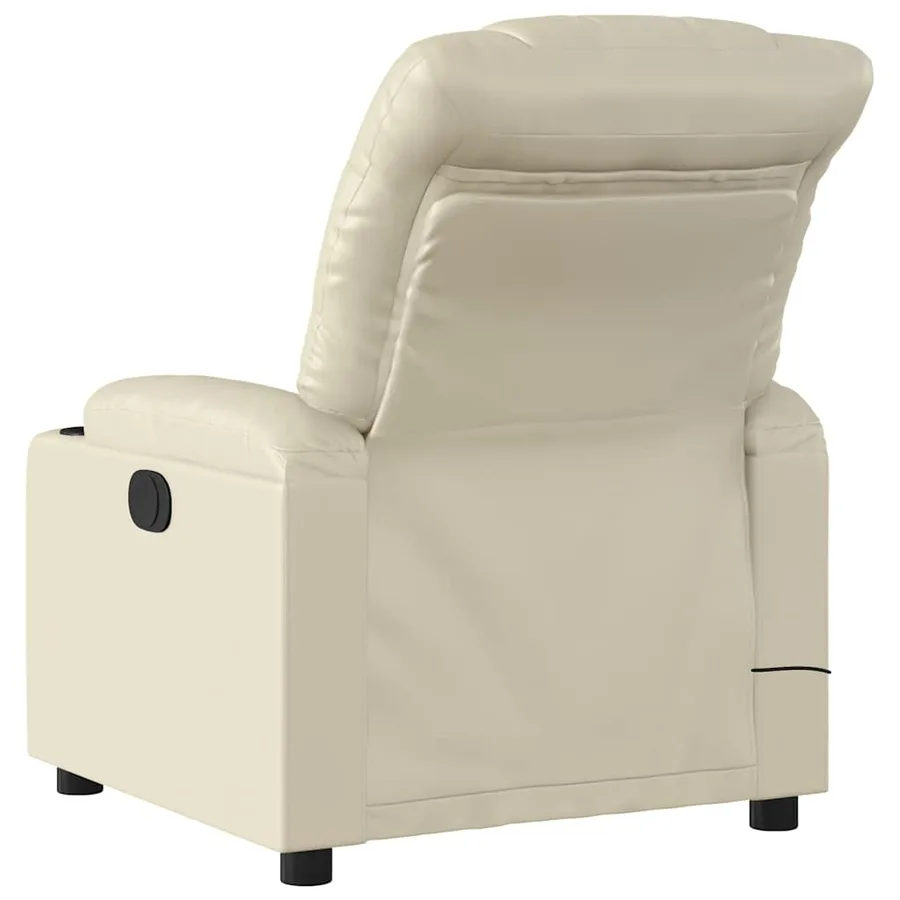 Fauteuil de massage inclinable électrique crème similicuir - 5