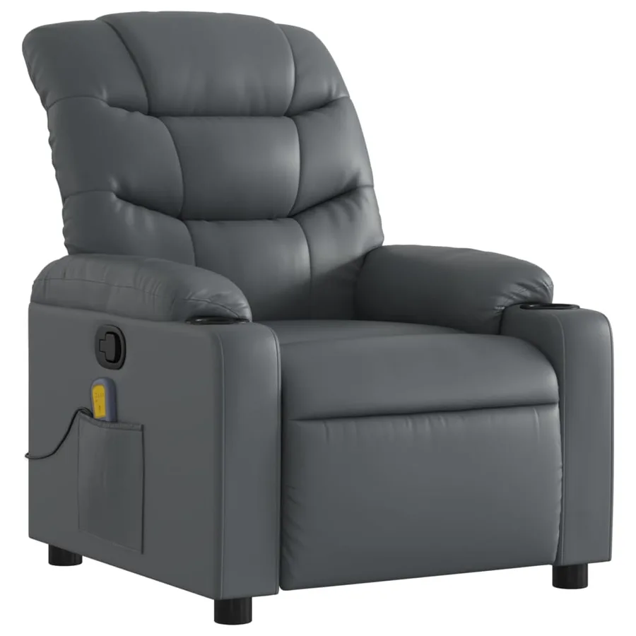 Fauteuil de massage inclinable gris similicuir - 3