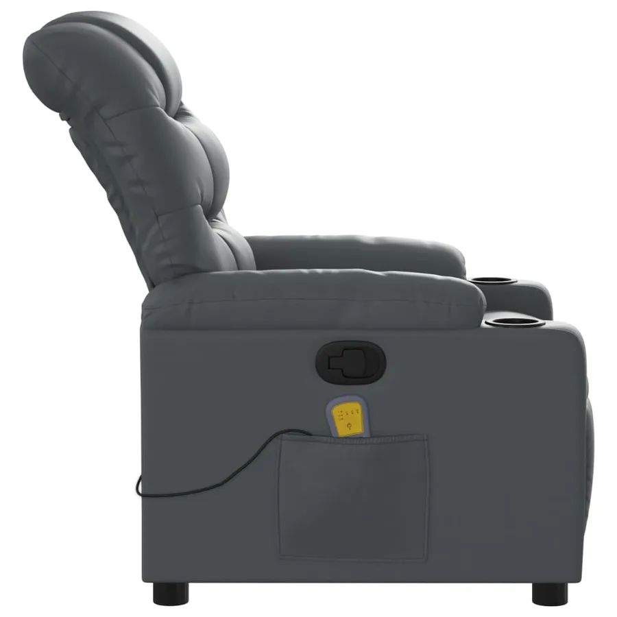 Fauteuil de massage inclinable gris similicuir - 8