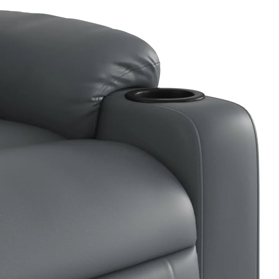 Fauteuil de massage inclinable gris similicuir - 9