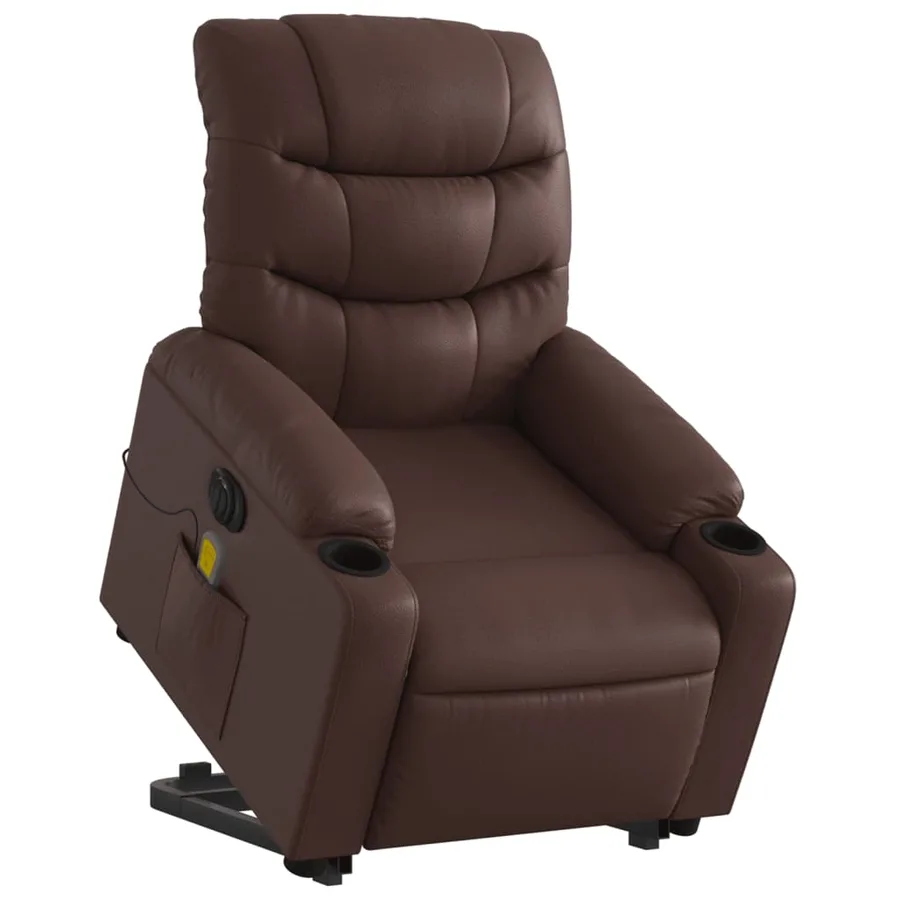 Fauteuil inclinable de massage électrique marron similicuir - 3
