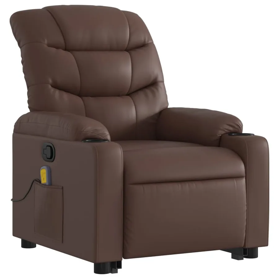 Fauteuil inclinable de massage Marron Similicuir - 4
