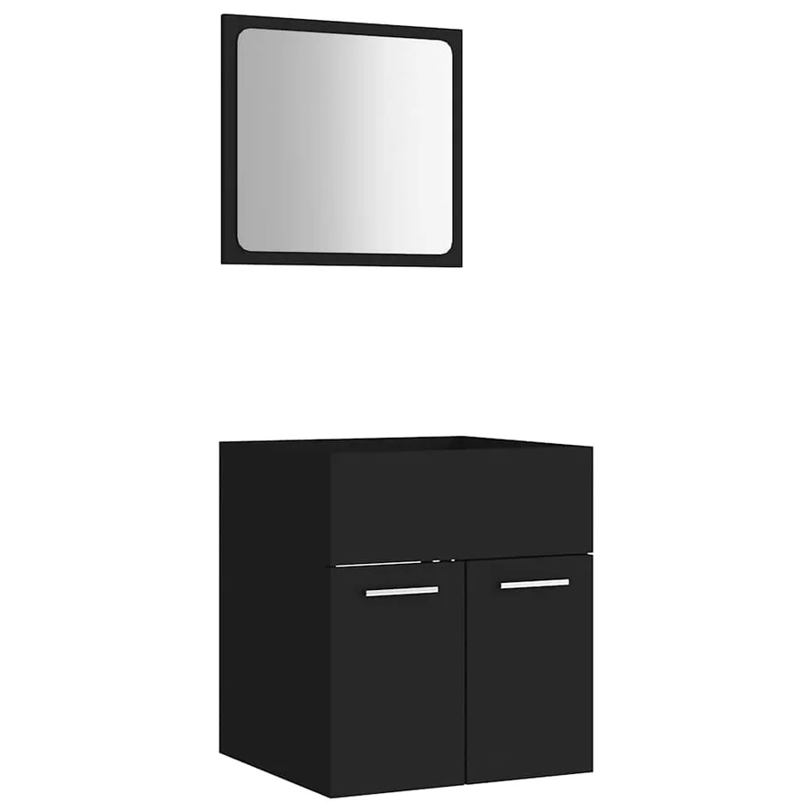 Ensemble de meubles de salle de bain 2 pcs Noir Aggloméré - 2