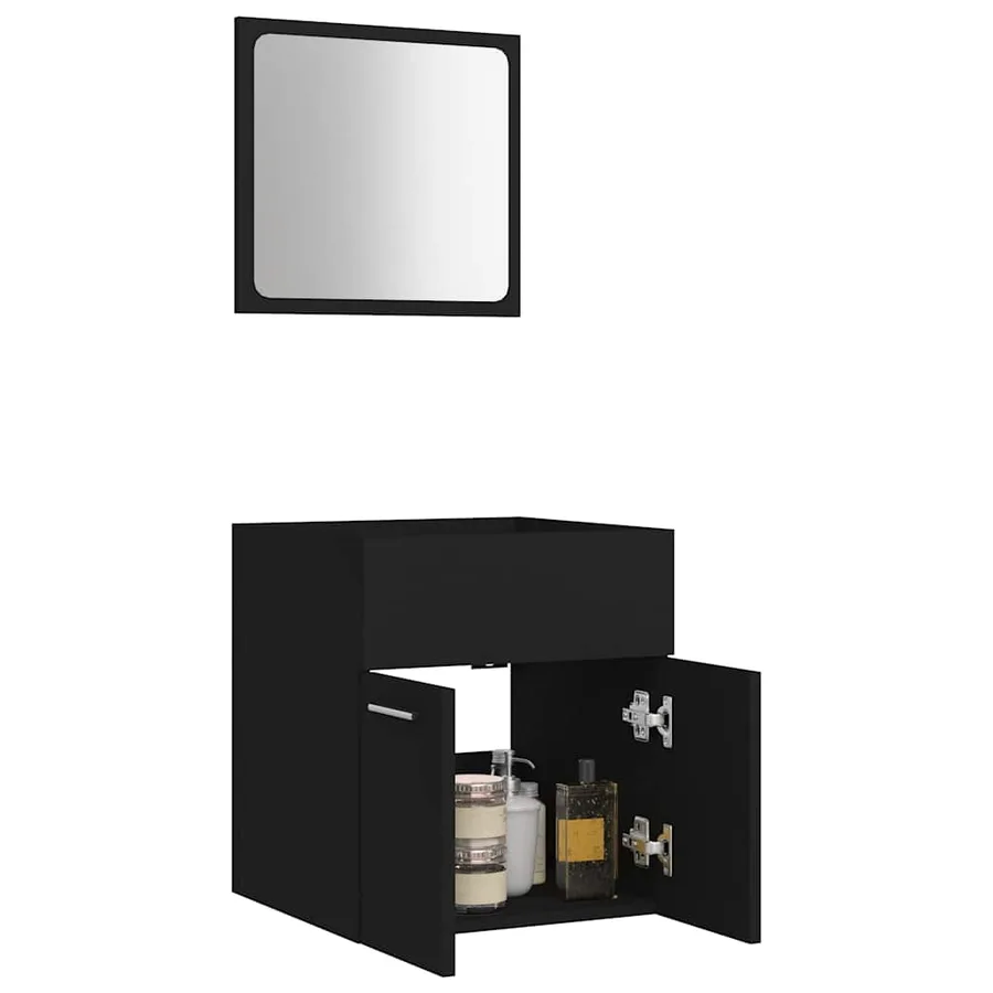 Ensemble de meubles de salle de bain 2 pcs Noir Aggloméré - 4