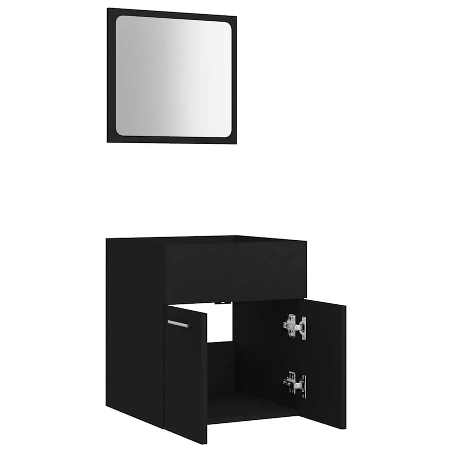 Ensemble de meubles de salle de bain 2 pcs Noir Aggloméré - 5