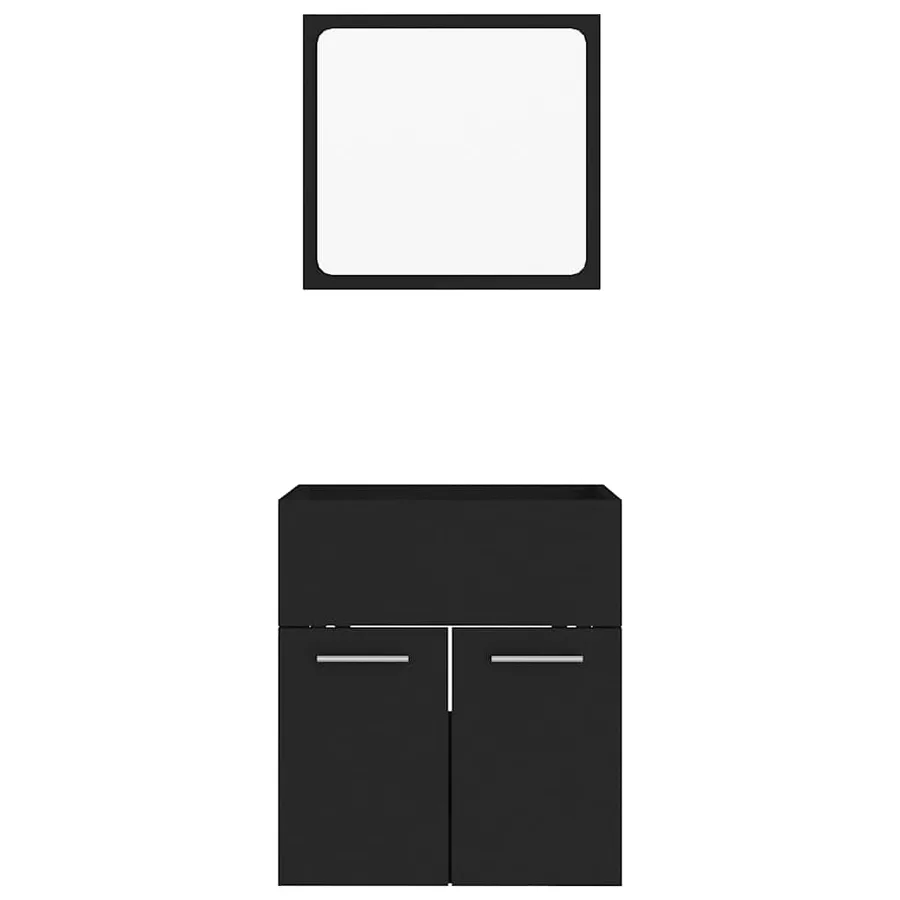 Ensemble de meubles de salle de bain 2 pcs Noir Aggloméré - 6