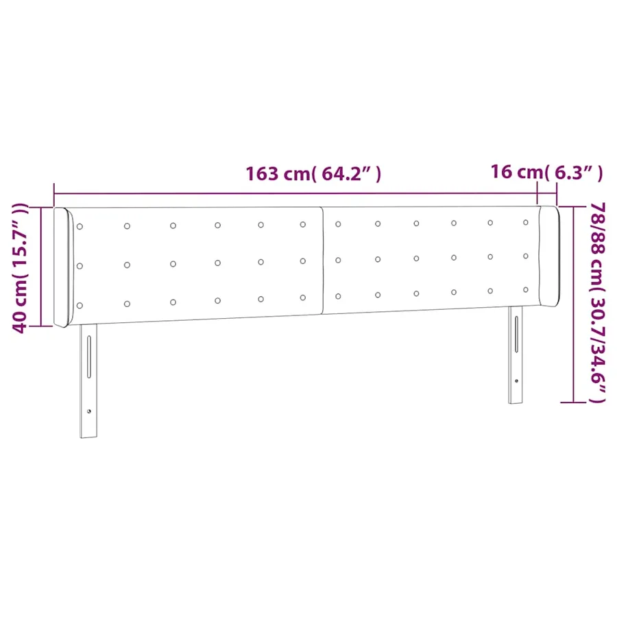 Tête de lit à LED Vert foncé 163x16x78/88 cm Velours - 7