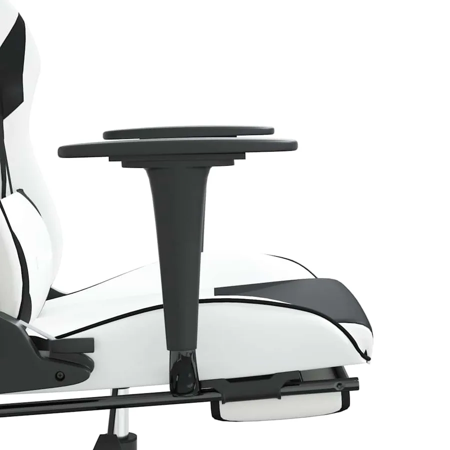 Chaise de jeu de massage avec repose-pied Blanc noir Similicuir - 11