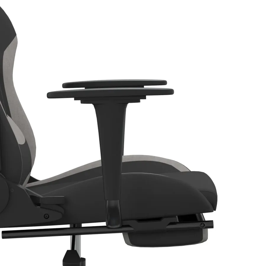 Chaise de jeu avec repose-pied Noir et gris clair Tissu - 11
