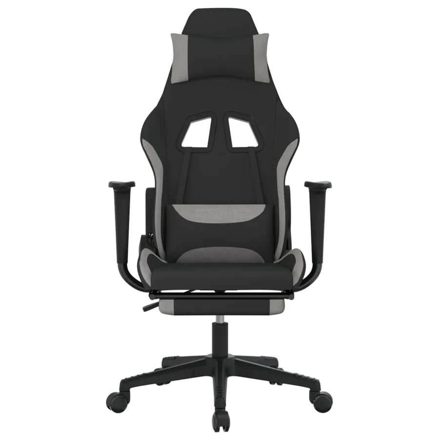 Chaise de jeu avec repose-pied Noir et gris clair Tissu - 3