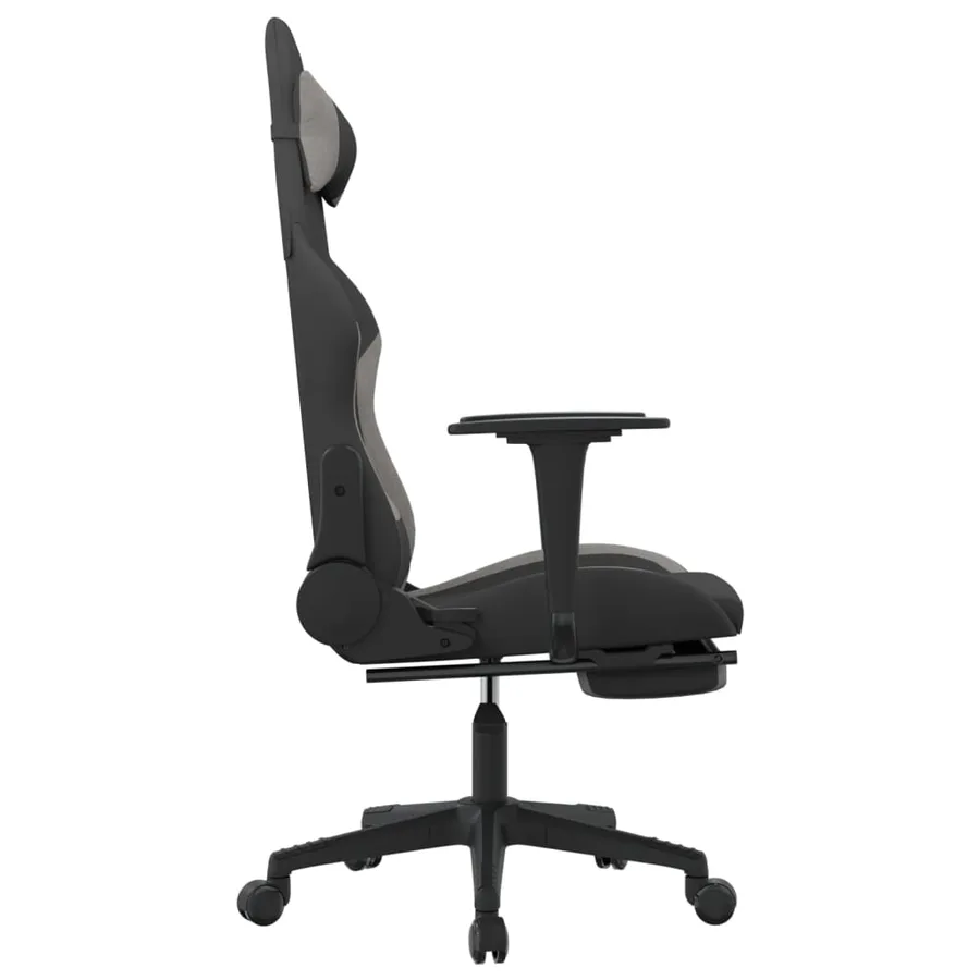 Chaise de jeu avec repose-pied Noir et gris clair Tissu - 4