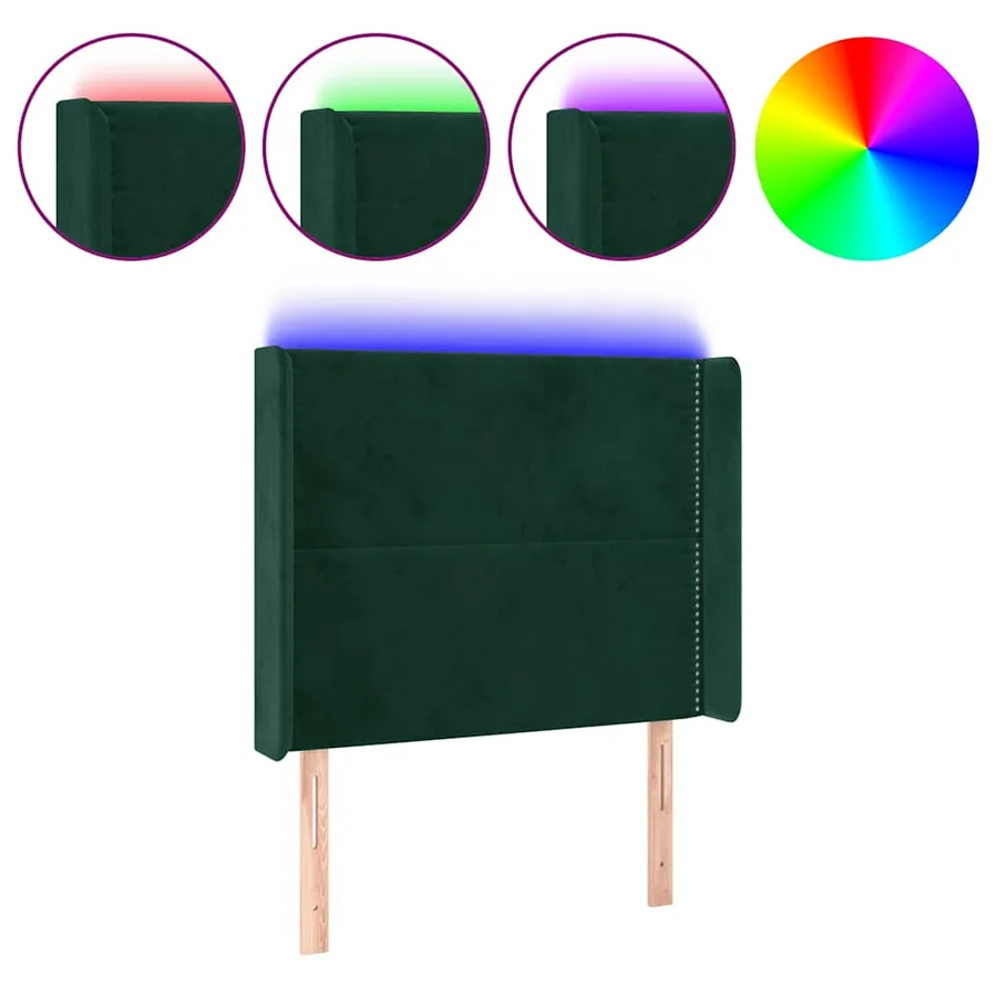 Tête de lit à LED Vert foncé 93x16x118/128 cm Velours - 2