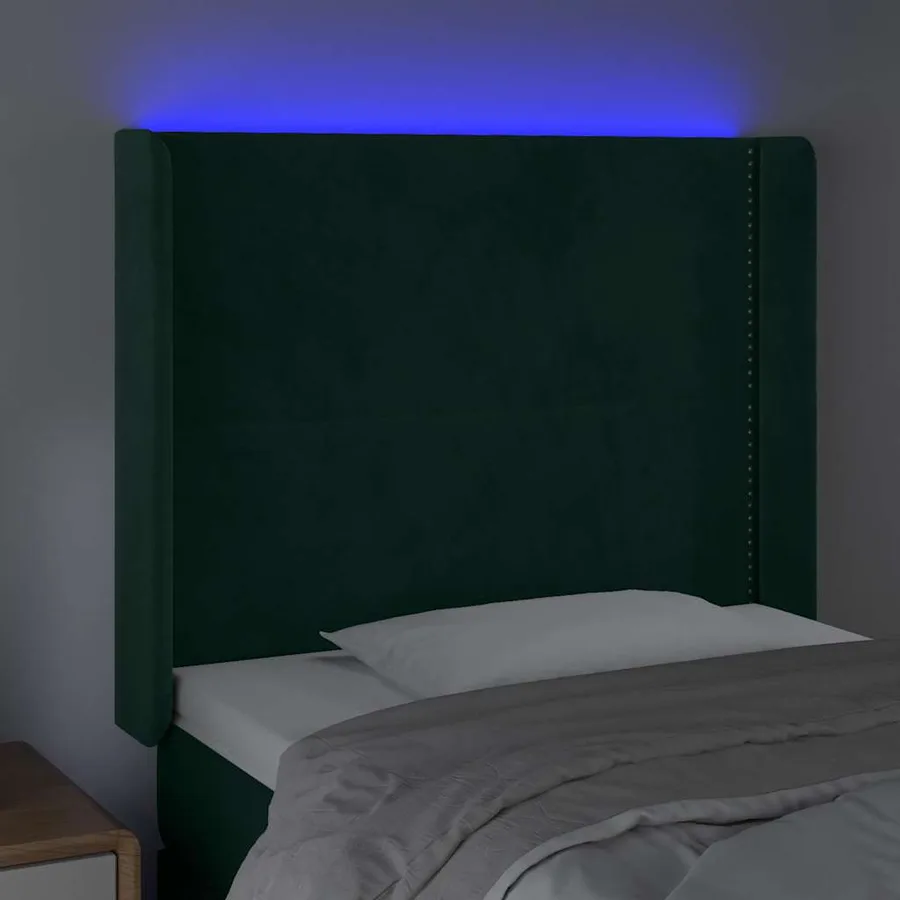 Tête de lit à LED Vert foncé 93x16x118/128 cm Velours - 4