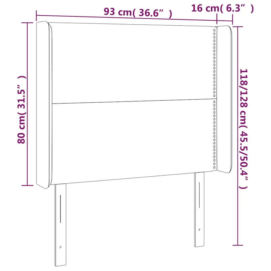 Tête de lit à LED Vert foncé 93x16x118/128 cm Velours - 7