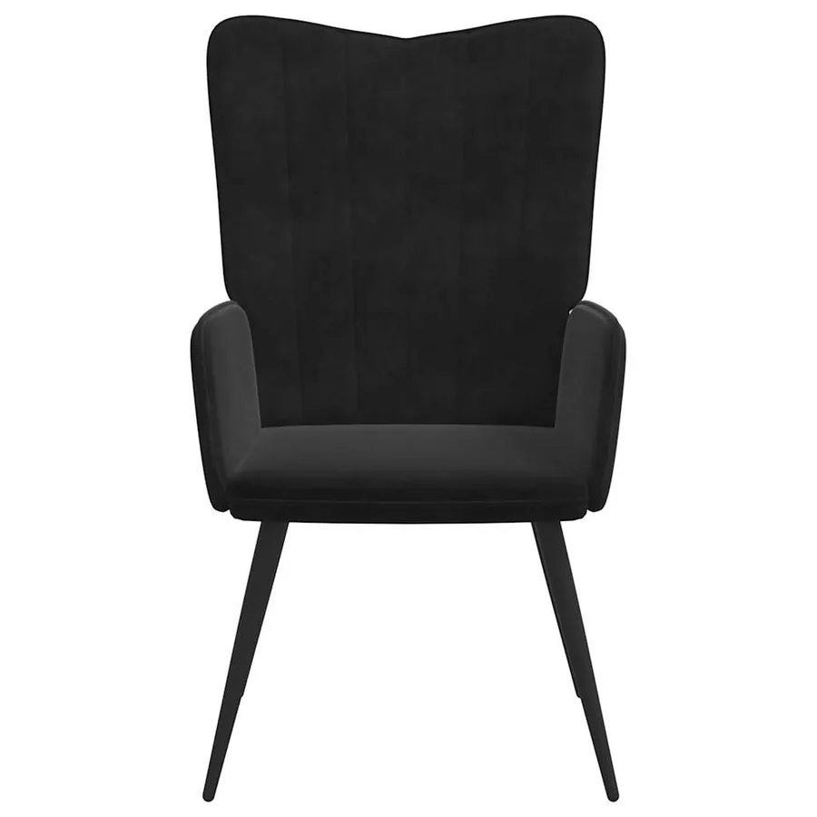 Chaise de relaxation avec tabouret Noir Velours - 7