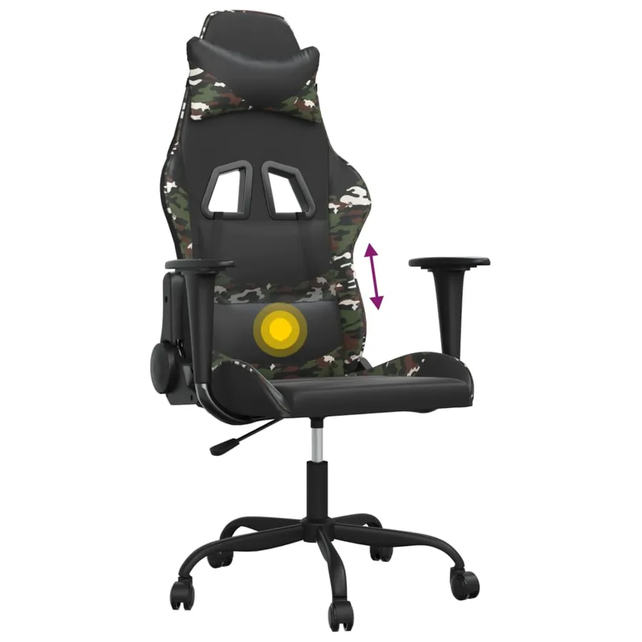 Chaise de jeu de massage Noir et camouflage Similicuir - 7