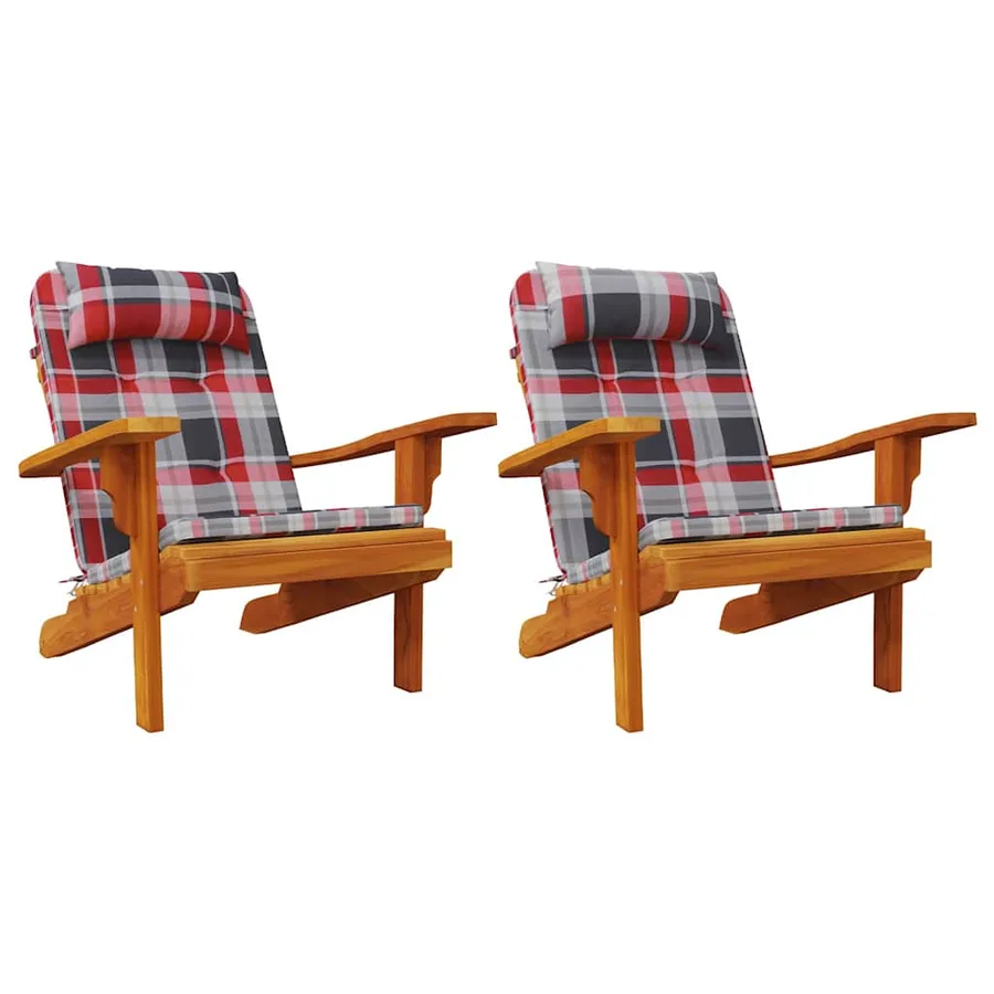 Coussins de chaise 2 pcs Vichy Rouge 58 x 77 x 4,5 cm - 3