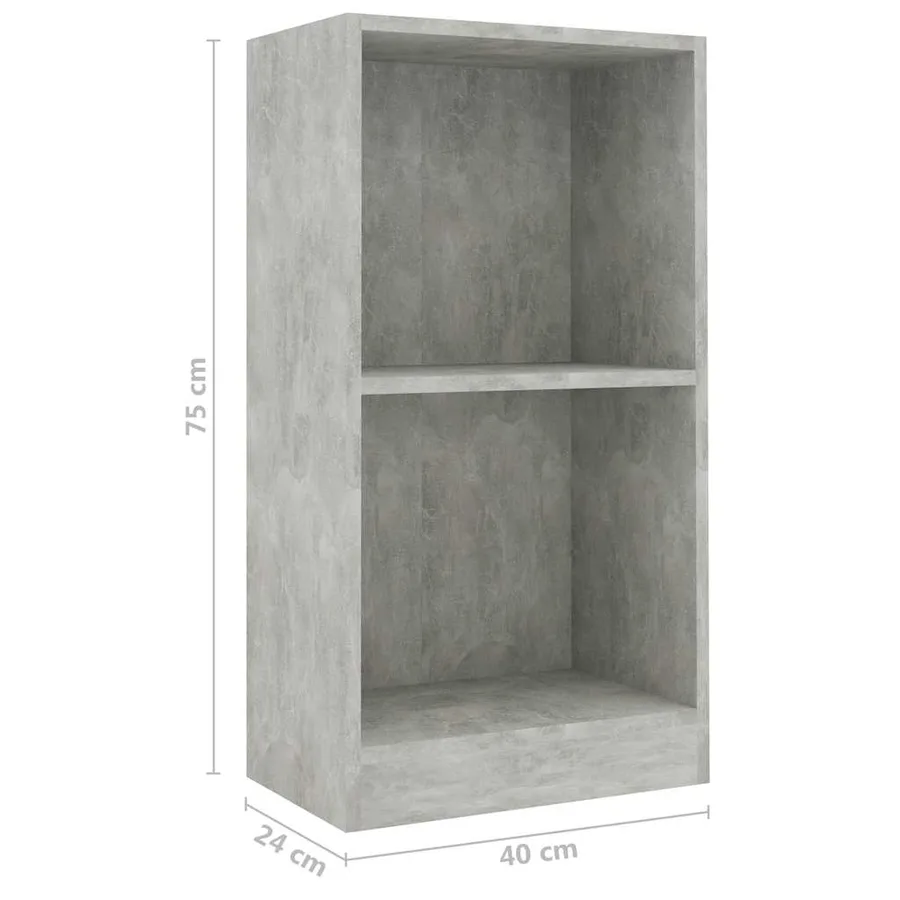 Bibliothèque gris béton 40x24x75 cm bois d'ingénierie - 6