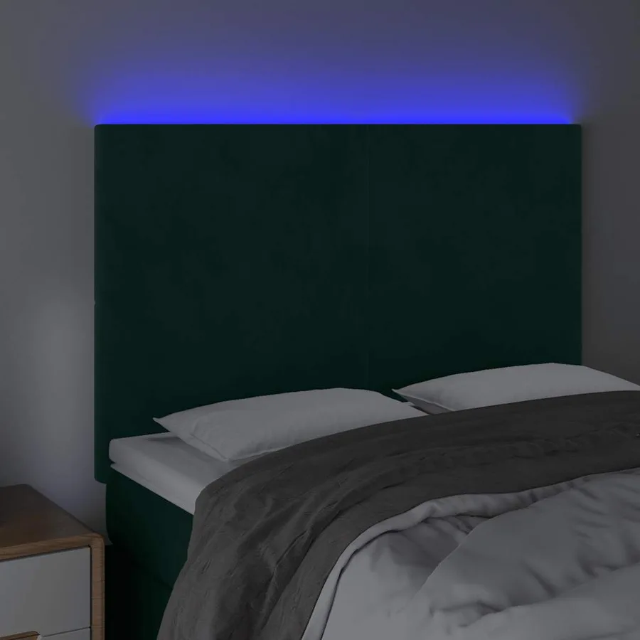 Tête de lit à LED Vert foncé 144x5x118/128 cm Velours - 3