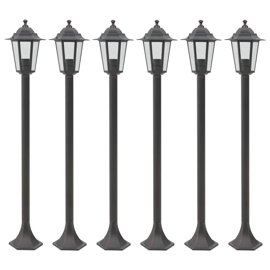 Lampe de jardin à piquet 6 pcs E27 110 cm Aluminium Bronze