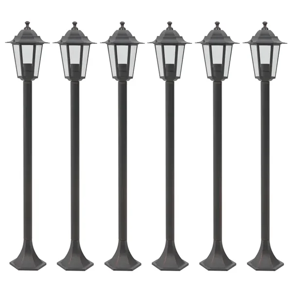 Lampe de jardin à piquet 6 pcs E27 110 cm Aluminium Bronze