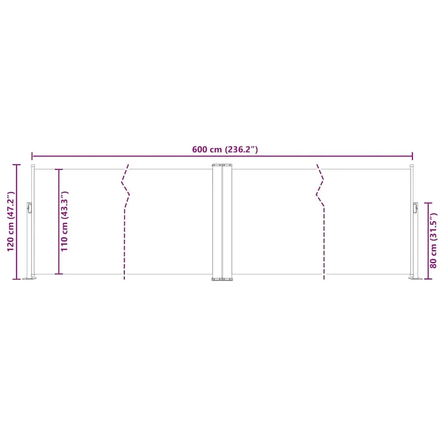 Auvent latéral rétractable Anthracite 120 x 600 cm - 13