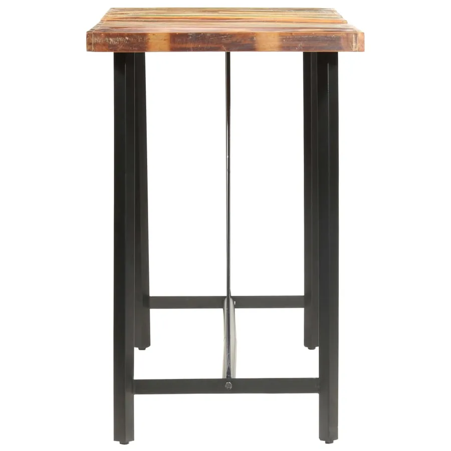 Ensemble de bar 9 pcs Bois de récupération et cuir véritable - 4