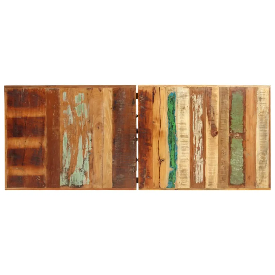 Ensemble de bar 9 pcs Bois de récupération et cuir véritable - 5