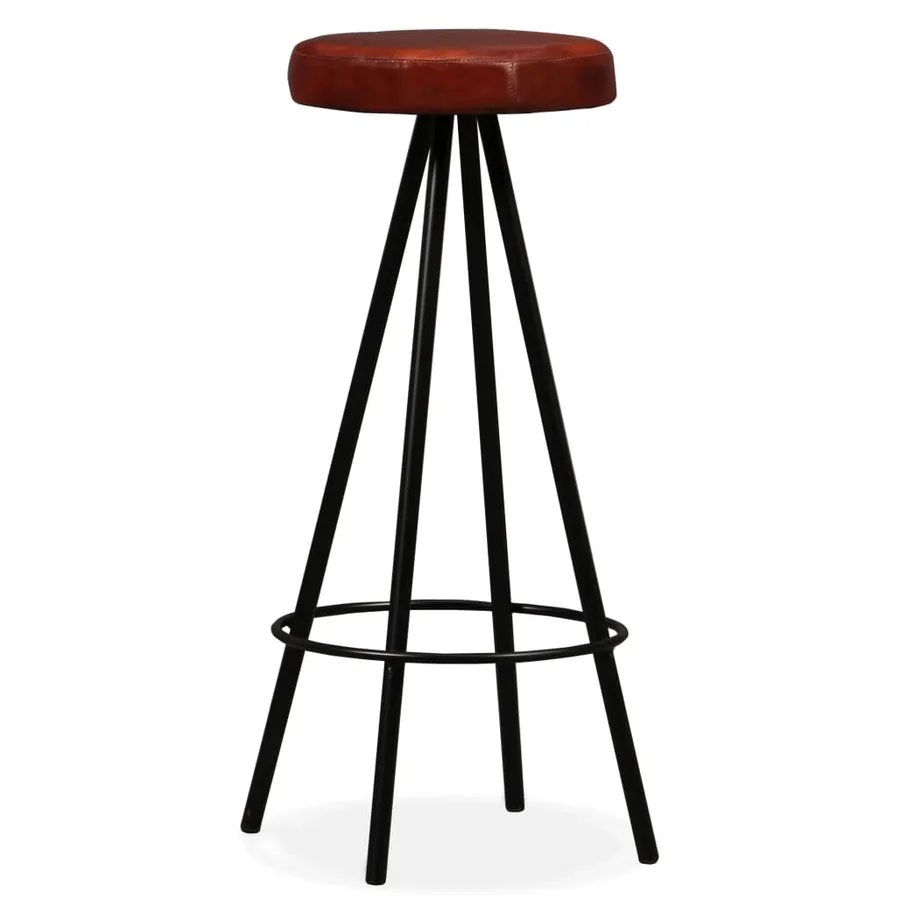 Ensemble de bar 9 pcs Bois de récupération et cuir véritable - 9