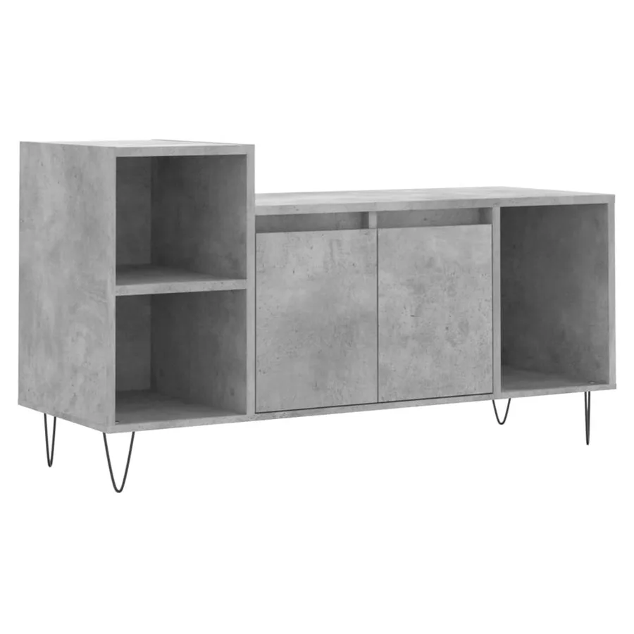 Meuble TV Gris béton 100x35x55 cm Bois d'ingénierie - 2