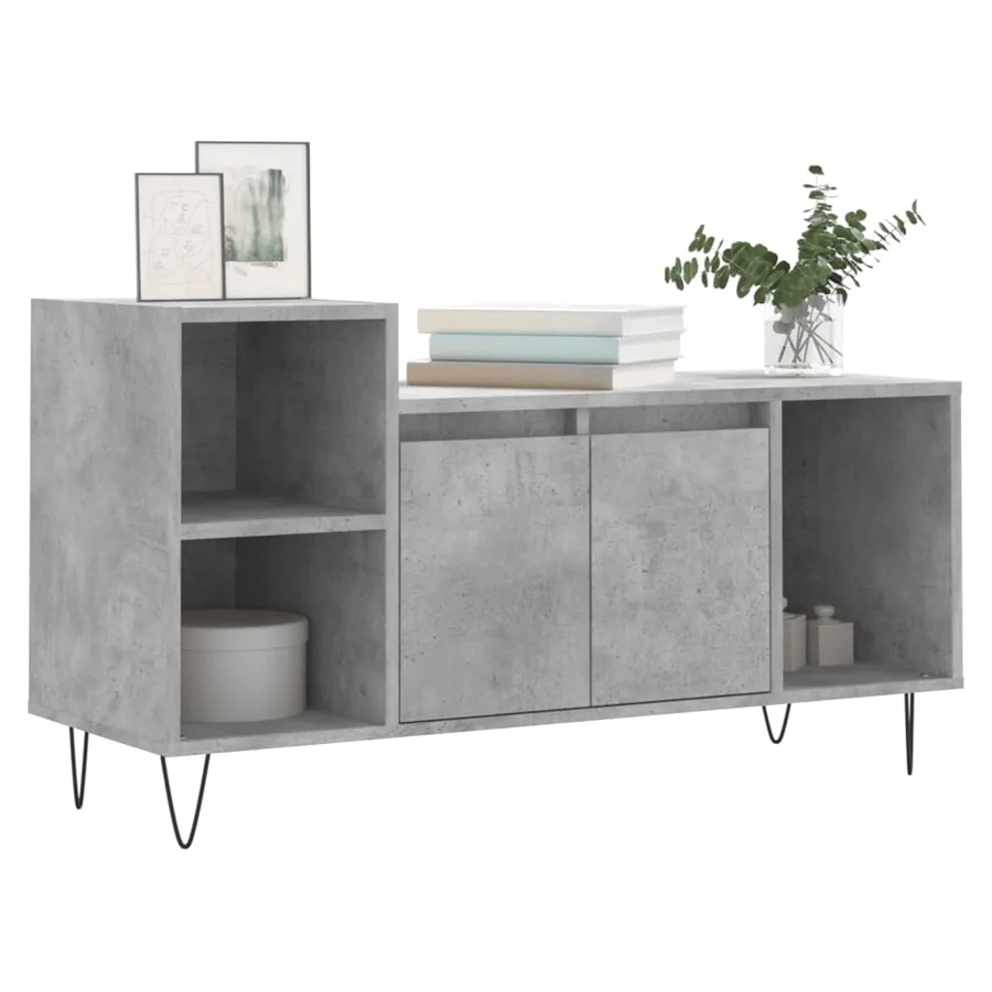 Meuble TV Gris béton 100x35x55 cm Bois d'ingénierie - 3