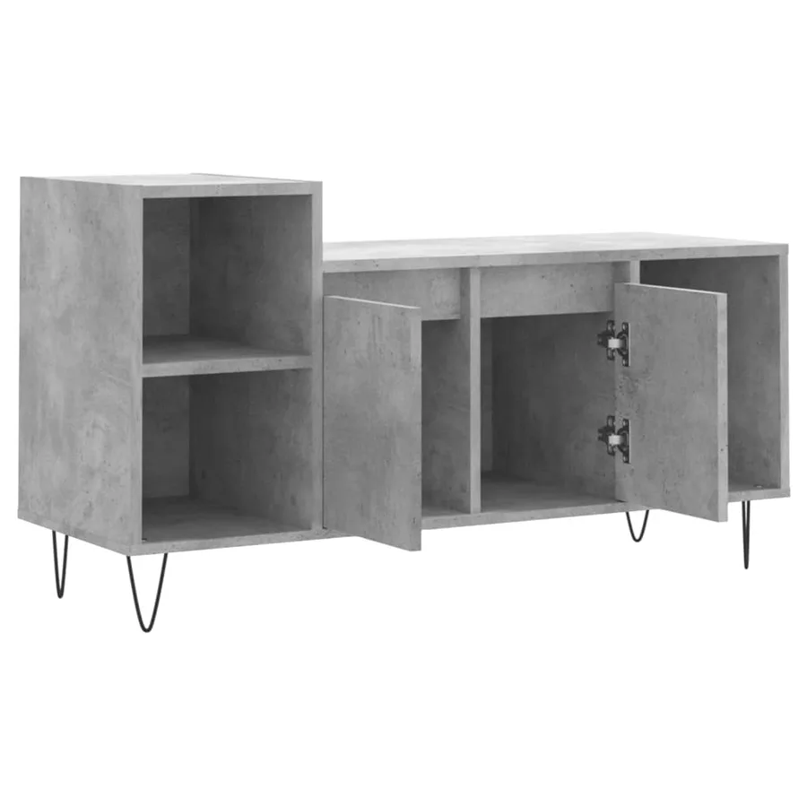 Meuble TV Gris béton 100x35x55 cm Bois d'ingénierie - 6
